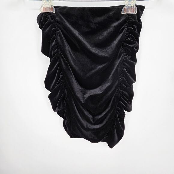 NWT Express Body Contour Black Velvet Strapless Sweetheart Ruched 2 Pc Skirt Set - Picture 4 of 16
